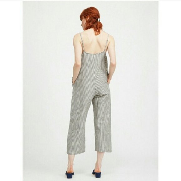 Ali Golden Linen wide leg jumpsuit overalls - Picture 2 of 13